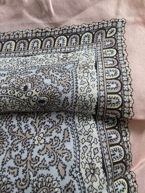 Lovely Pink And Creams, Silk Scarf, Vintage Scarf, Paisley Small Hankerchief